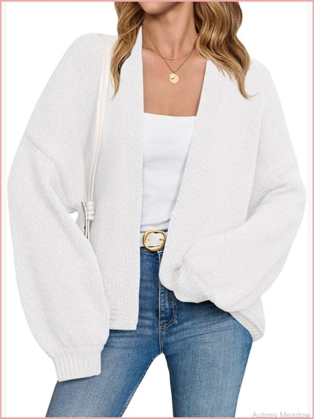 Open Front Chunky Knit Cardigan Long Lantern Sleeve Oversized Fall Sweater Coat
